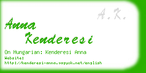 anna kenderesi business card